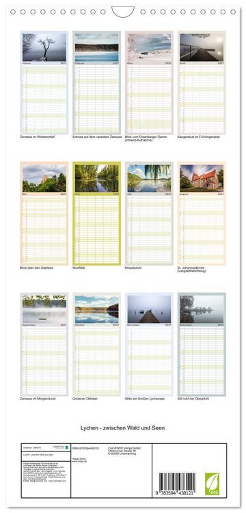 Produktbild: Familienplaner 2027 - Lychen - zwischen Wald und Seen mit 5 Spalten (Wandkalender, 21 x 45 cm) CALVENDO