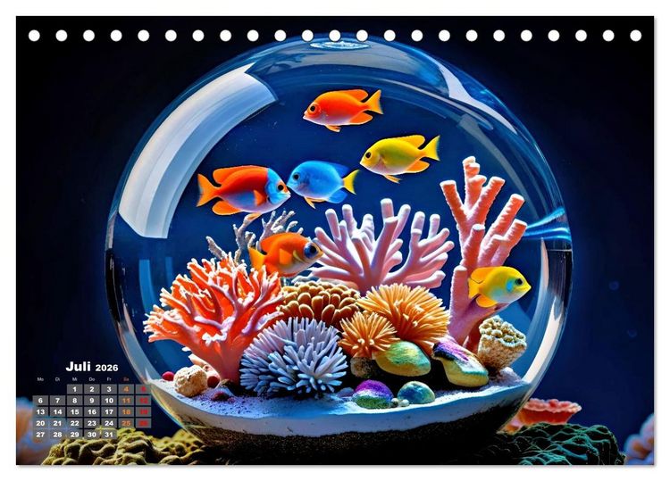 Produktbild: Aquarium in einer Glaskugel (Tischkalender 2026 DIN A5 quer), CALVENDO Monatskalender