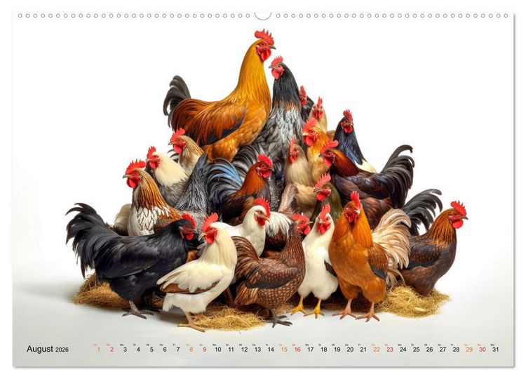 Produktbild: H&uuml;hner Alarm (hochwertiger Premium Wandkalender 2026 DIN A2 quer), Kunstdruck in Hochglanz