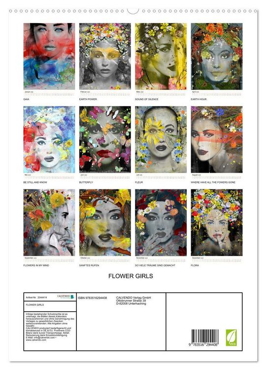 Produktbild: FLOWER GIRLS (hochwertiger Premium Wandkalender 2026 DIN A2 hoch), Kunstdruck in Hochglanz