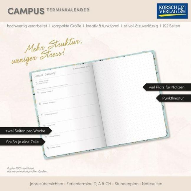 Produktbild: Terminkalender Campus Mint Flowers 18 Monate 2026/2027