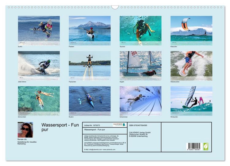 Produktbild: Wassersport - Fun pur (Wandkalender 2026 DIN A2 quer), CALVENDO Monatskalender