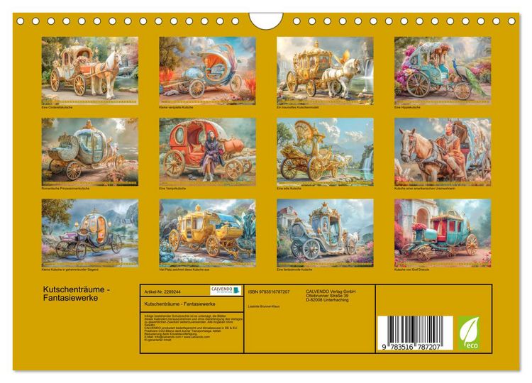 Produktbild: Kutschentr&auml;ume - Fantasiewerke (Wandkalender 2027 DIN A4 quer), CALVENDO Monatskalender