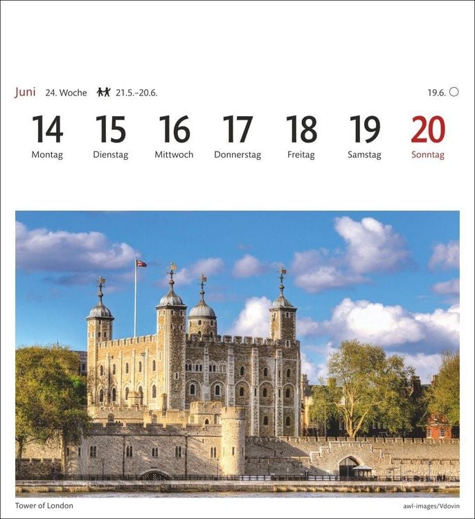 Produktbild: London Sehnsuchtskalender 2027 - Wochenkalender mit 53 Postkarten