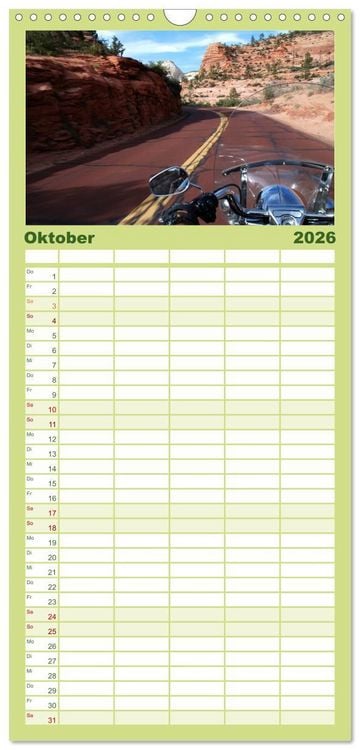 Produktbild: Familienplaner 2026 - Born to be Wild - Mit der Harley durch den S&uuml;dwesten der USA mit 5 Spalten (Wandkalender, 21 x 45 cm) CALVENDO