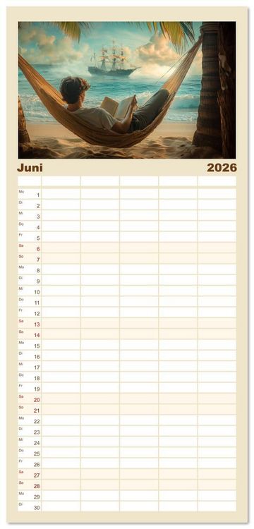 Produktbild: Familienplaner 2026 - Lesen ist eine Reise durch Zeit und Raum mit 5 Spalten (Wandkalender, 21 x 45 cm) CALVENDO
