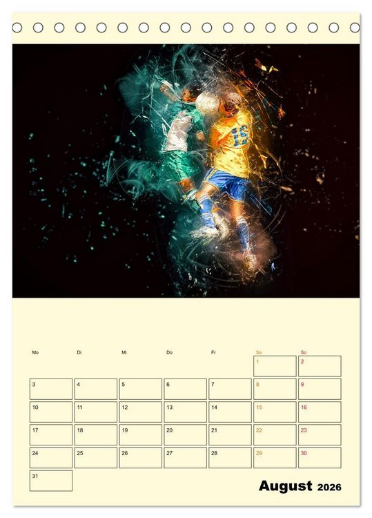 Produktbild: Fu&szlig;ball - Feuer (Tischkalender 2026 DIN A5 hoch), CALVENDO Monatskalender