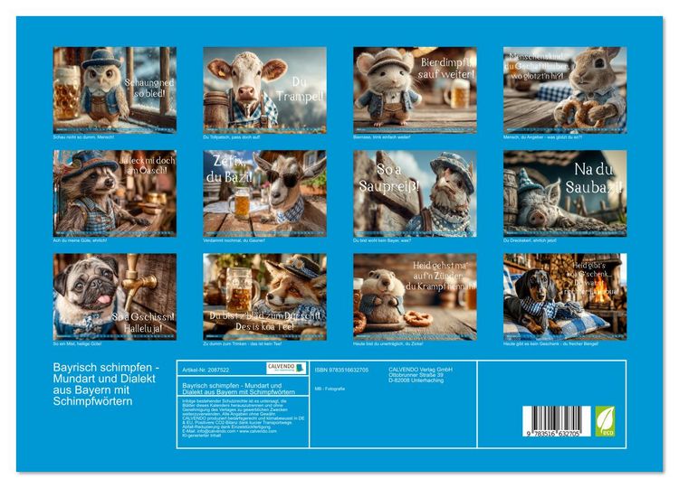 Produktbild: Bayrisch schimpfen - Mundart und Dialekt aus Bayern mit Schimpfw&ouml;rtern (hochwertiger Premium Wandkalender 2026 DIN A2 quer), Kunstdruck in Hochglanz
