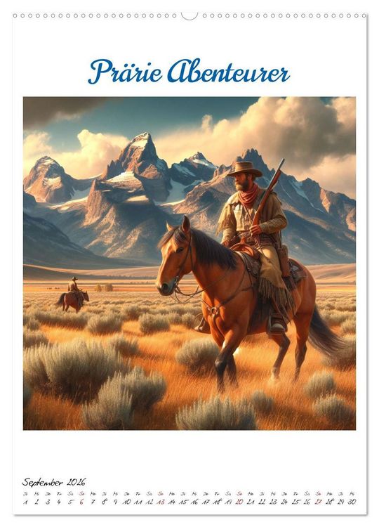 Produktbild: Wild-West Family - Yee-haw! K&uuml;nstliche Impressionen: Ein Jahr im Wilden Westen (Wandkalender 2026 DIN A2 hoch), CALVENDO Monatskalender