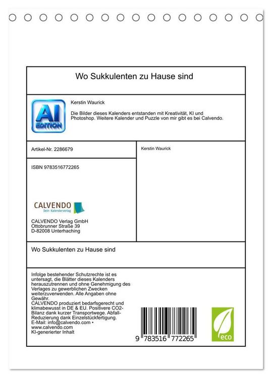 Produktbild: Wo Sukkulenten zu Hause sind (Tischkalender 2027 DIN A5 hoch), CALVENDO Monatskalender