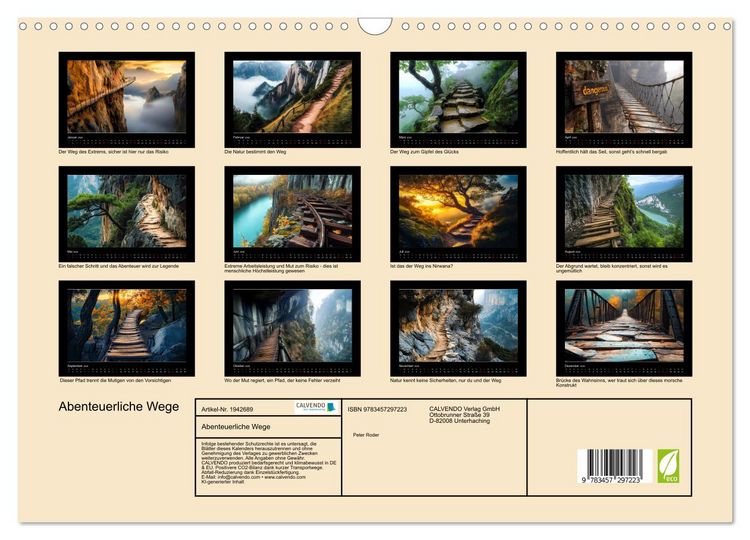 Produktbild: Abenteuerliche Wege (Wandkalender 2026 DIN A3 quer), CALVENDO Monatskalender