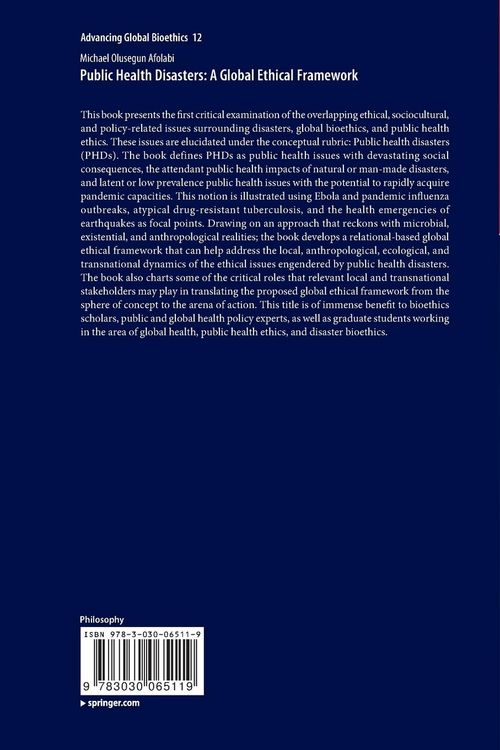 Produktbild: Public Health Disasters: A Global Ethical Framework