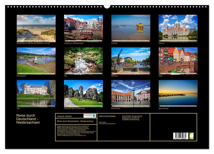 Produktbild: Reise durch Deutschland - Niedersachsen (Wandkalender 2026 DIN A2 quer), CALVENDO Monatskalender