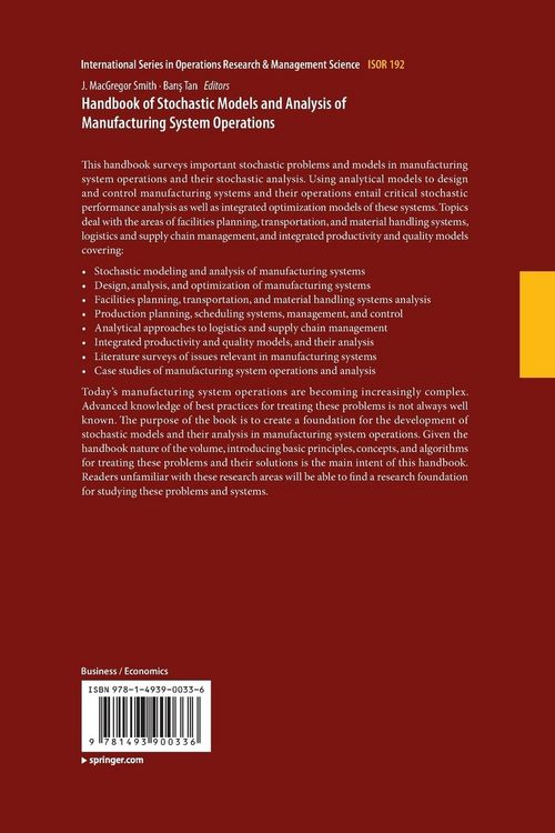 Produktbild: Handbook of Stochastic Models and Analysis of Manufacturing System Operations
