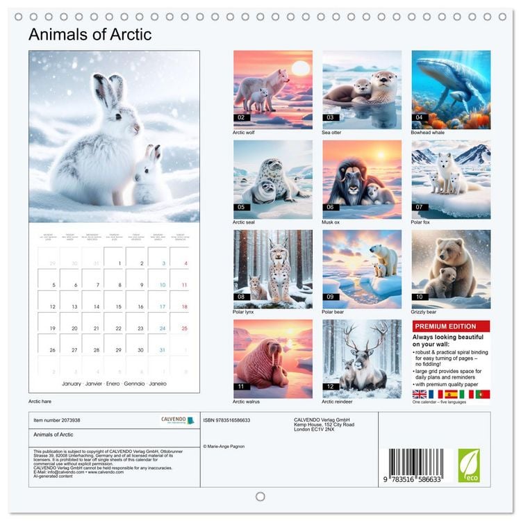Produktbild: Animals of Arctic (Wall Calendar 2026 12 &times; 12 Inch) CALVENDO 12 Month Wall Calendar