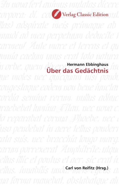 Produktbild: Ebbinghaus, H: &Uuml;ber das Ged&auml;chtnis