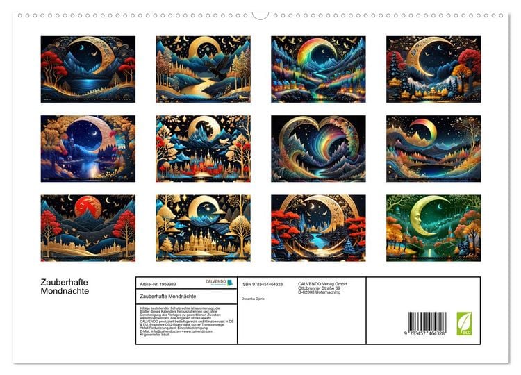Produktbild: Zauberhafte Mondn&auml;chte (hochwertiger Premium Wandkalender 2026 DIN A2 quer), Kunstdruck in Hochglanz