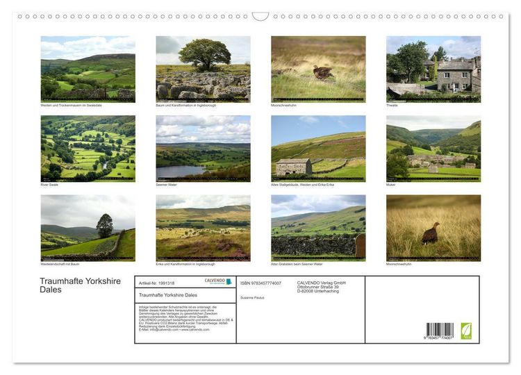 Produktbild: Traumhafte Yorkshire Dales (Wandkalender 2026 DIN A2 quer), CALVENDO Monatskalender