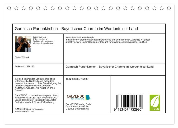Produktbild: Garmisch-Partenkirchen - Bayerischer Charme im Werdenfelser Land (Tischkalender 2026 DIN A5 quer), CALVENDO Monatskalender