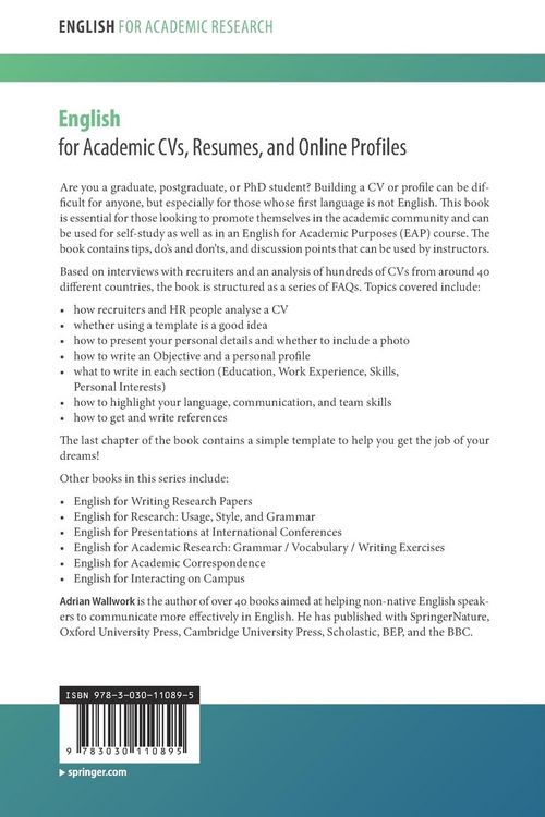 Produktbild: English for Academic CVs, Resumes, and Online Profiles