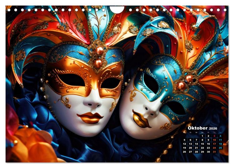 Produktbild: MASKEN - poetisch und vertr&auml;umt (Wandkalender 2026 DIN A4 quer), CALVENDO Monatskalender