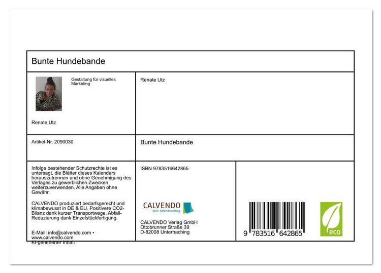 Produktbild: Bunte Hundebande (Tischkalender 2026 DIN A5 quer), CALVENDO Monatskalender