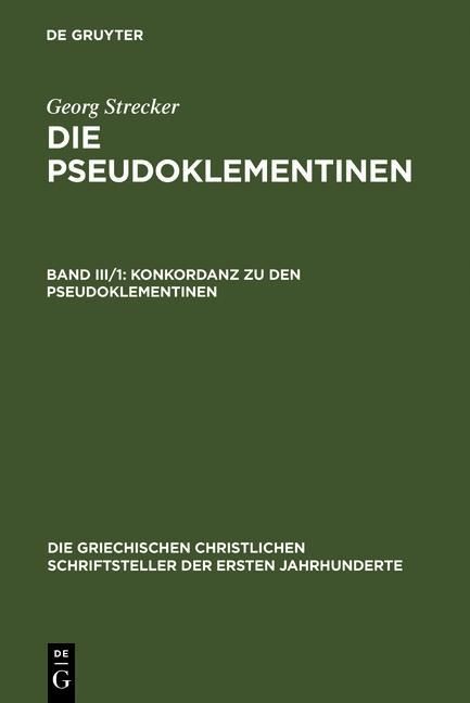 Produktbild: Konkordanz zu den Pseudoklementinen, Teil 1