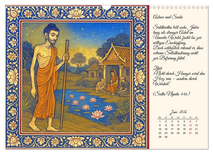 Produktbild: Siddhartas Pfad zum Buddha (Wandkalender 2026 DIN A3 quer), CALVENDO Monatskalender
