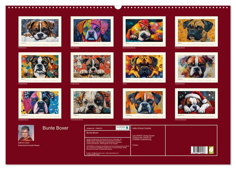 Produktbild: Bunte Boxer (Wandkalender 2026 DIN A2 quer), CALVENDO Monatskalender
