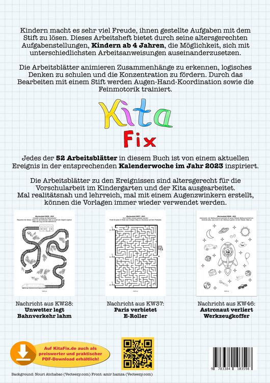 Produktbild: KitaFix-Kreativ: Arbeitsbl&auml;tter Jahresr&uuml;ckblick 2023 (Das Jahr in 52 Arbeitsbl&auml;ttern)