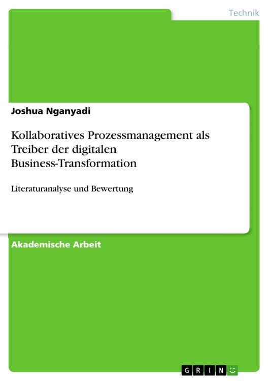Produktbild: Kollaboratives Prozessmanagement als Treiber der digitalen Business-Transformation