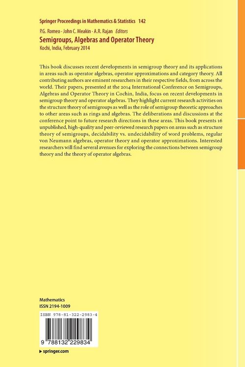 Produktbild: Semigroups, Algebras and Operator Theory