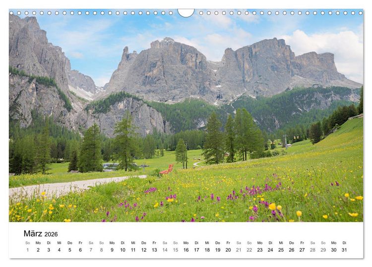 Produktbild: Wanderziele S&uuml;dtiroler Dolomiten - Region Gadertal und Buchenstein (Wandkalender 2026 DIN A3 quer), CALVENDO Monatskalender