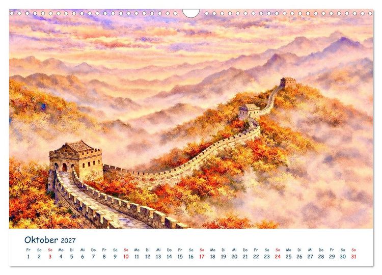 Produktbild: Reisetr&auml;ume Traumreisen. Die sch&ouml;nsten Reiseziele der Welt in Watercolor (Wandkalender 2027 DIN A3 quer), CALVENDO Monatskalender