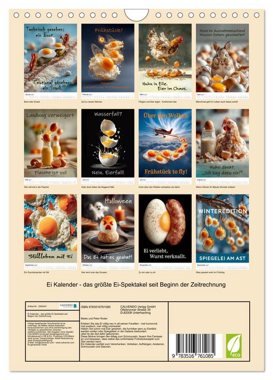 Produktbild: Ei Kalender - das gr&ouml;&szlig;te Ei-Spektakel seit Beginn der Zeitrechnung (Wandkalender 2027 DIN A4 hoch), CALVENDO Monatskalender