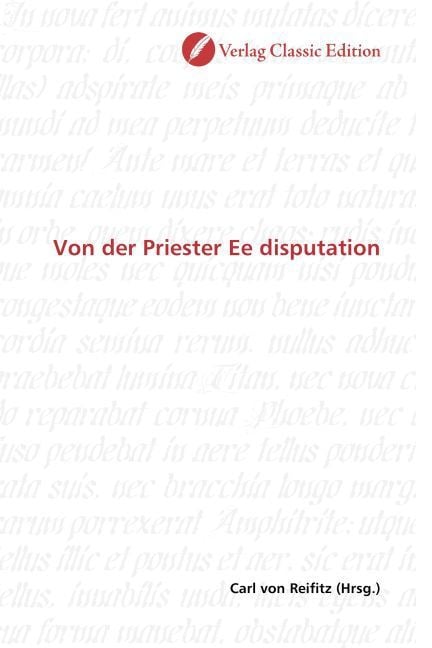 Produktbild: Von der Priester Ee disputation