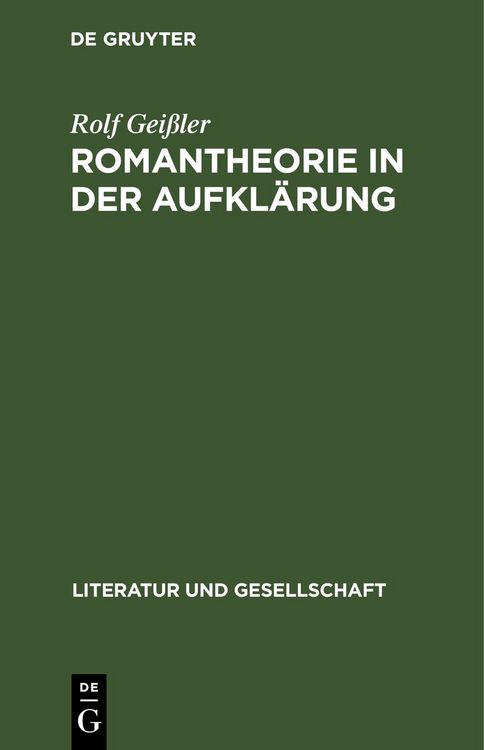 Produktbild: Romantheorie in der Aufkl&auml;rung