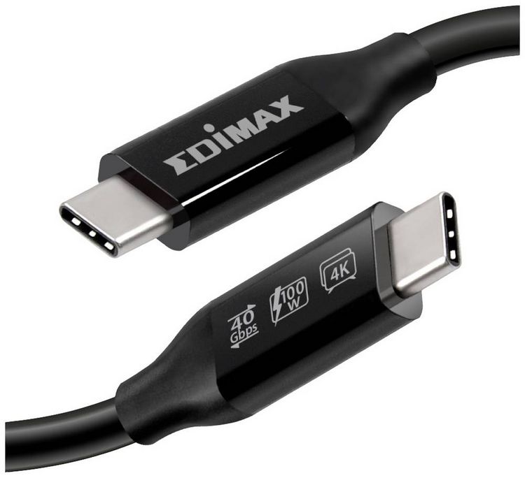 Produktbild: EDIMAX USB-Kabel USB4&reg;, Thunderbolt&trade; 3 USB-C&reg; Stecker 1.00 m Schwarz UC4-010TB V2