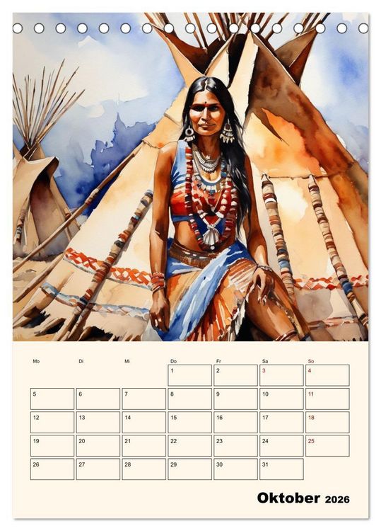 Produktbild: Indianische Kultur (Tischkalender 2026 DIN A5 hoch), CALVENDO Monatskalender