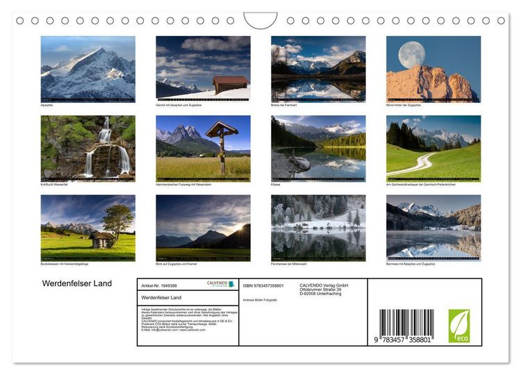 Produktbild: Werdenfelser Land (Wandkalender 2026 DIN A4 quer), CALVENDO Monatskalender