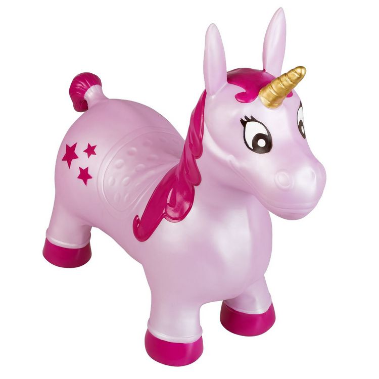 Produktbild: Idena H&uuml;pfpferd Einhorn mit Sternen pink 59x23x53cm