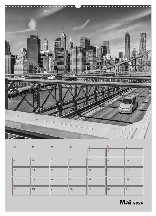 Produktbild: NEW YORK CITY Monochrome Stadtansichten (Wandkalender 2026 DIN A2 hoch), CALVENDO Monatskalender