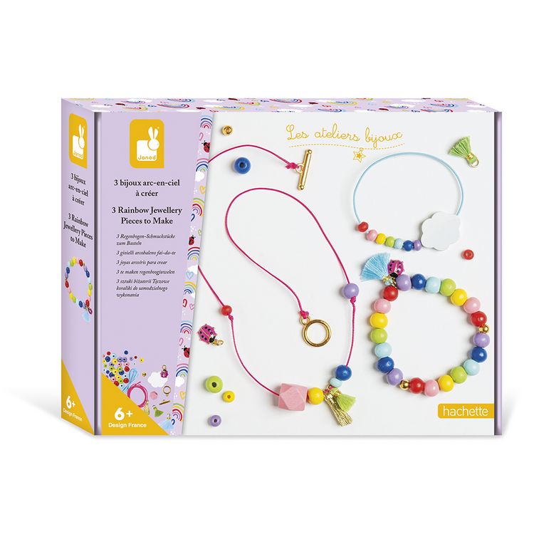 Produktbild: Bastel-Schmuckset f&uuml;r Kinder mit 3 farbenfrohen Regenbogen-Schmuckst&uuml;cken