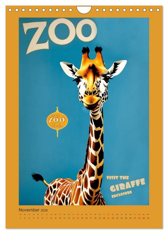 Produktbild: Zoo Vintage-Poster (Wandkalender 2026 DIN A4 hoch), CALVENDO Monatskalender