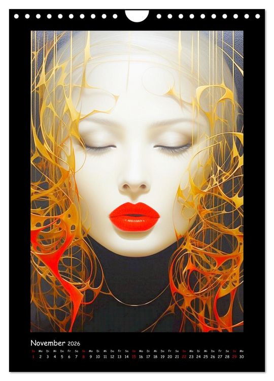 Produktbild: Goldene Portraits. Fusion von Kunst und &Auml;sthetik (Wandkalender 2026 DIN A4 hoch), CALVENDO Monatskalender