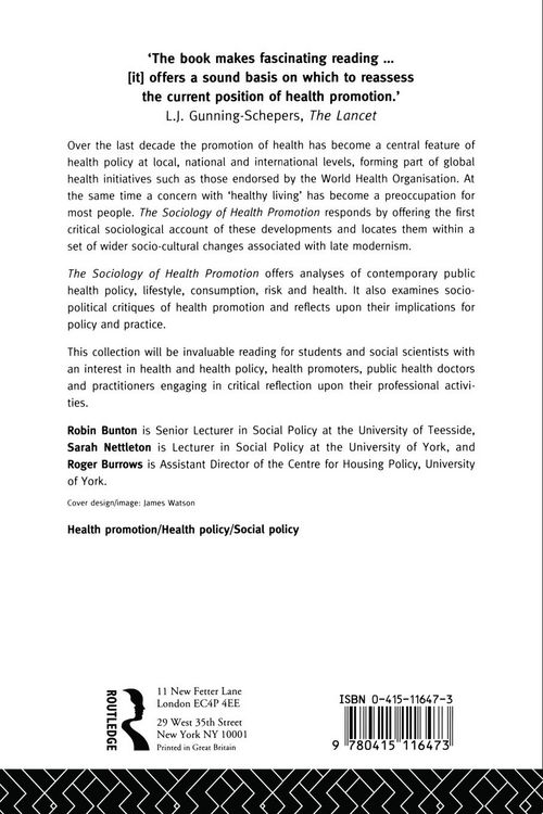 Produktbild: The Sociology of Health Promotion