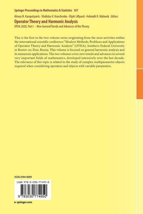 Produktbild: Operator Theory and Harmonic Analysis