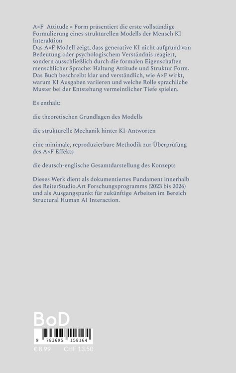Produktbild: A&times;F Attitude &times; Form: A Structural Theory of Human AI Interaction