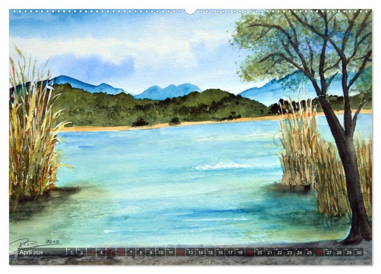 Produktbild: Chiemsee Aquarelle (Wandkalender 2026 DIN A2 quer), CALVENDO Monatskalender