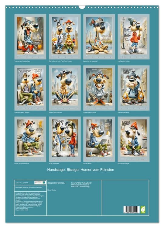Produktbild: Hundstage. Bissiger Humor vom Feinsten (Wandkalender 2026 DIN A2 hoch), CALVENDO Monatskalender